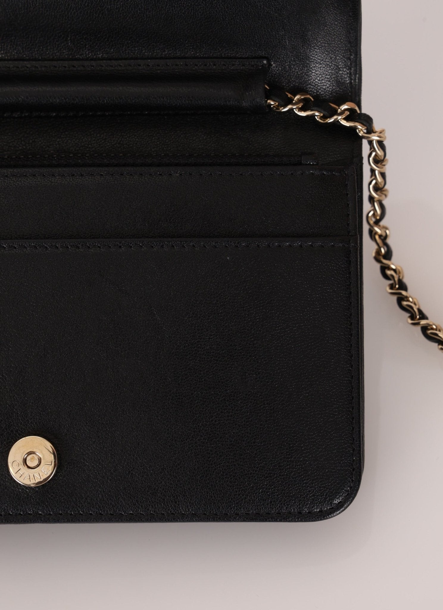 Chanel 2019 Black Caviar & Sheepskin Mademoiselle Wallet on Chain - FashioNica