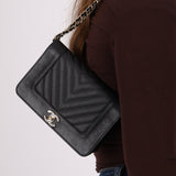 Chanel 2019 Black Caviar & Sheepskin Mademoiselle Wallet on Chain - FashioNica