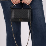 Chanel 2019 Black Caviar & Sheepskin Mademoiselle Wallet on Chain - FashioNica
