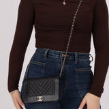 Chanel 2019 Black Caviar & Sheepskin Mademoiselle Wallet on Chain - FashioNica