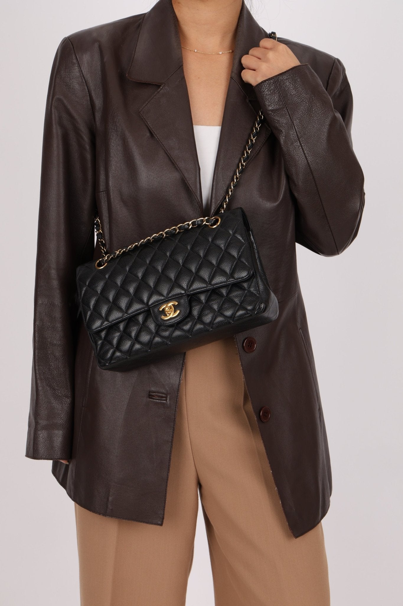 Chanel 2019 Caviar Medium Classic Double Flap GHW - FashioNica