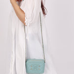 Chanel 2020 Caviar Robin's Egg Mini Filigree Crossbody - FashioNica