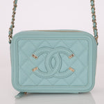 Chanel 2020 Caviar Robin's Egg Mini Filigree Crossbody - FashioNica