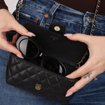 Chanel 2021 Black Caviar Sunglasses Case on Chain - FashioNica