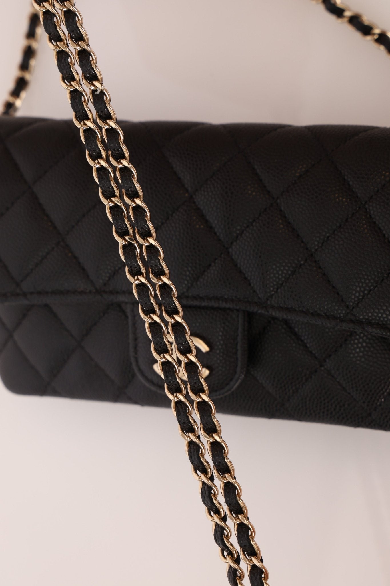 Chanel 2021 Black Caviar Sunglasses Case on Chain - FashioNica