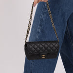 Chanel 2021 Black Caviar Sunglasses Case on Chain - FashioNica