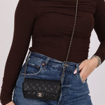 Chanel 2021 Black Caviar Sunglasses Case on Chain - FashioNica