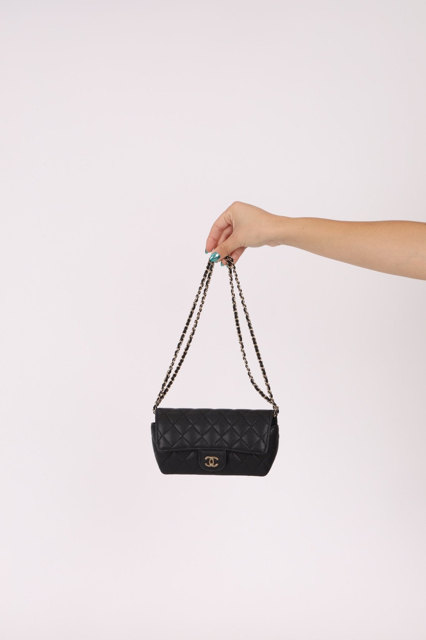 Chanel 2021 Black Caviar Sunglasses Case on Chain - FashioNica