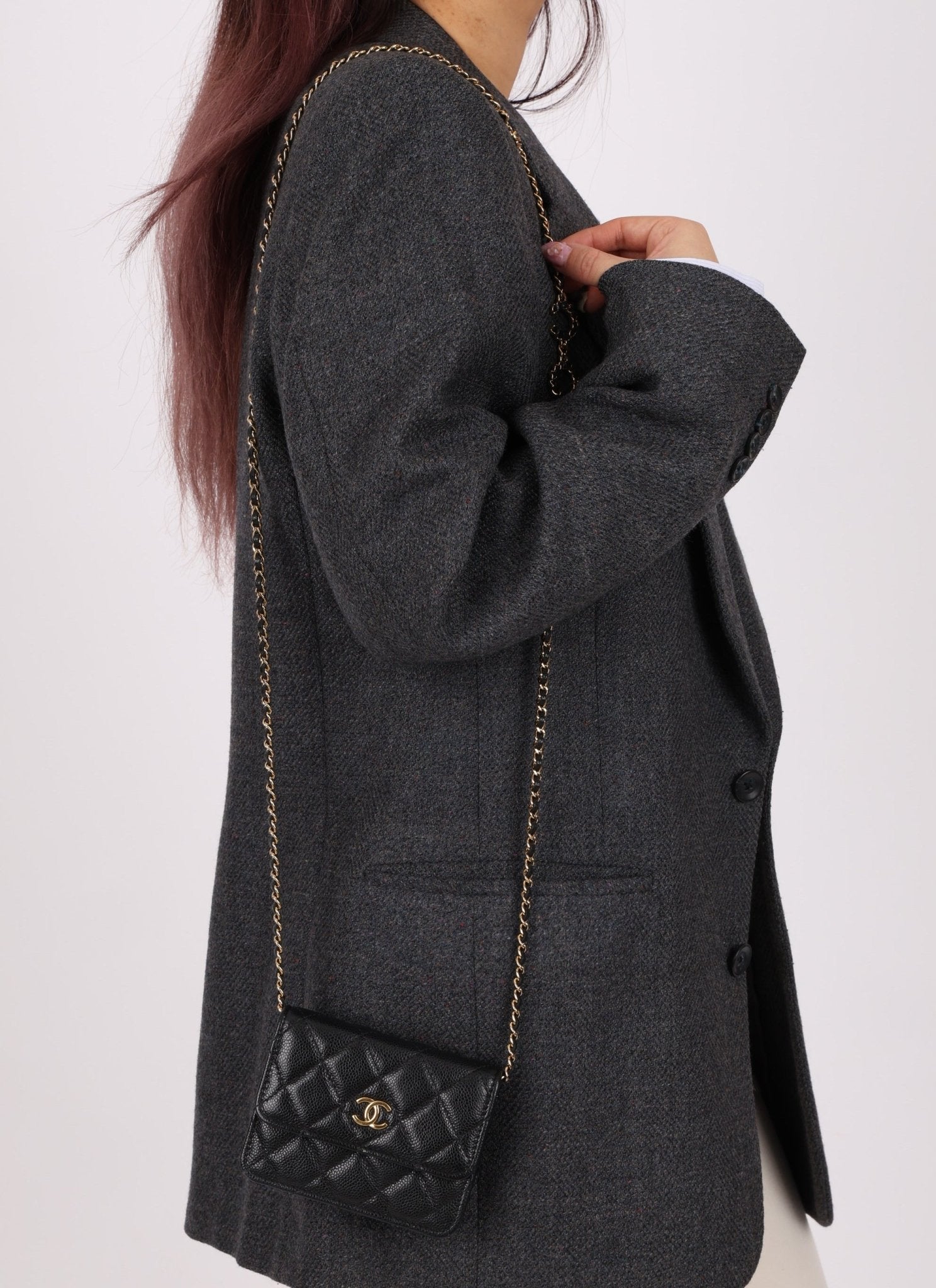 Chanel 2021 Caviar COCO Cardholder on Chain - FashioNica