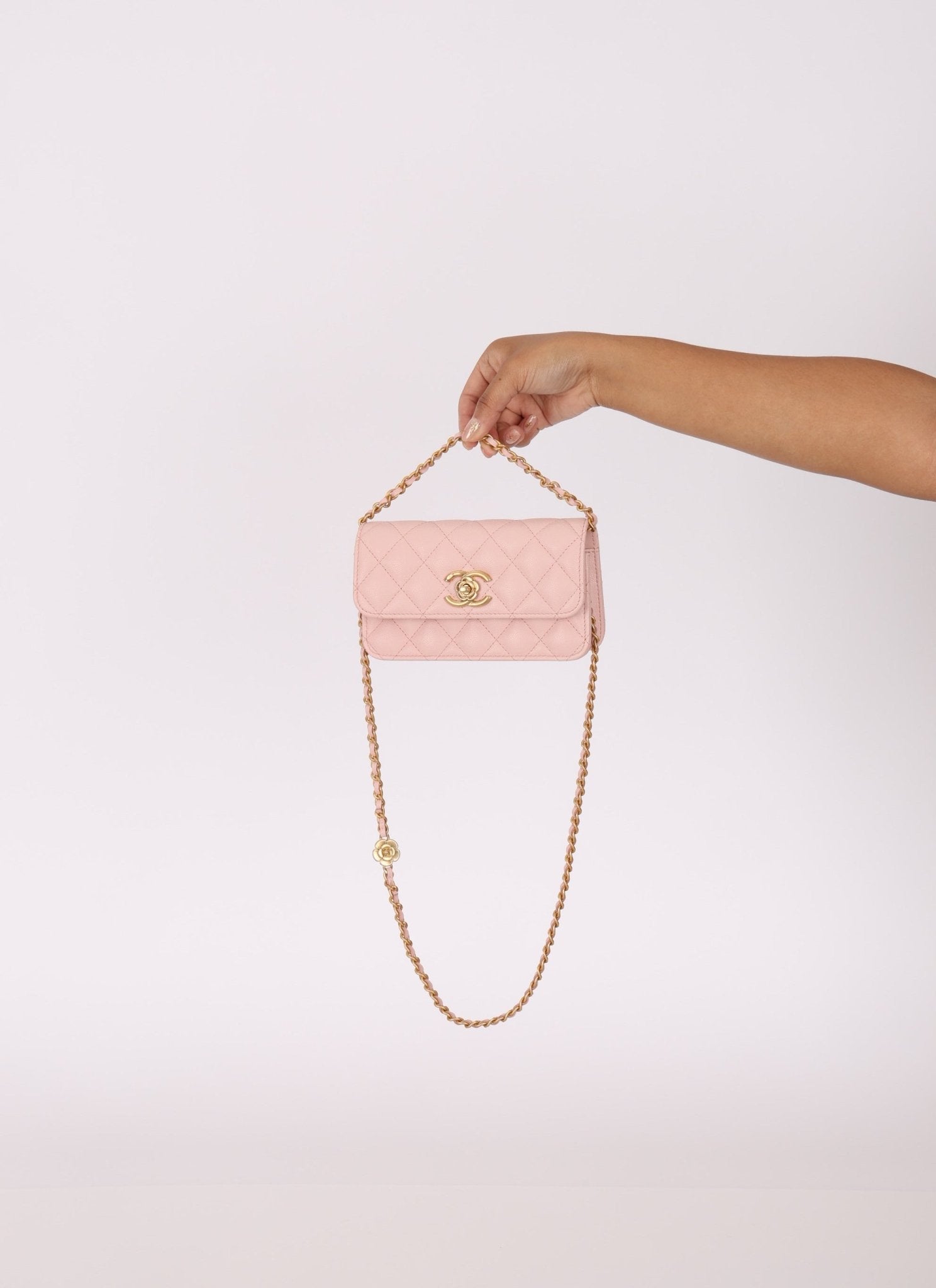 Chanel Caviar Camellia Mini Flap Bag - FashioNica