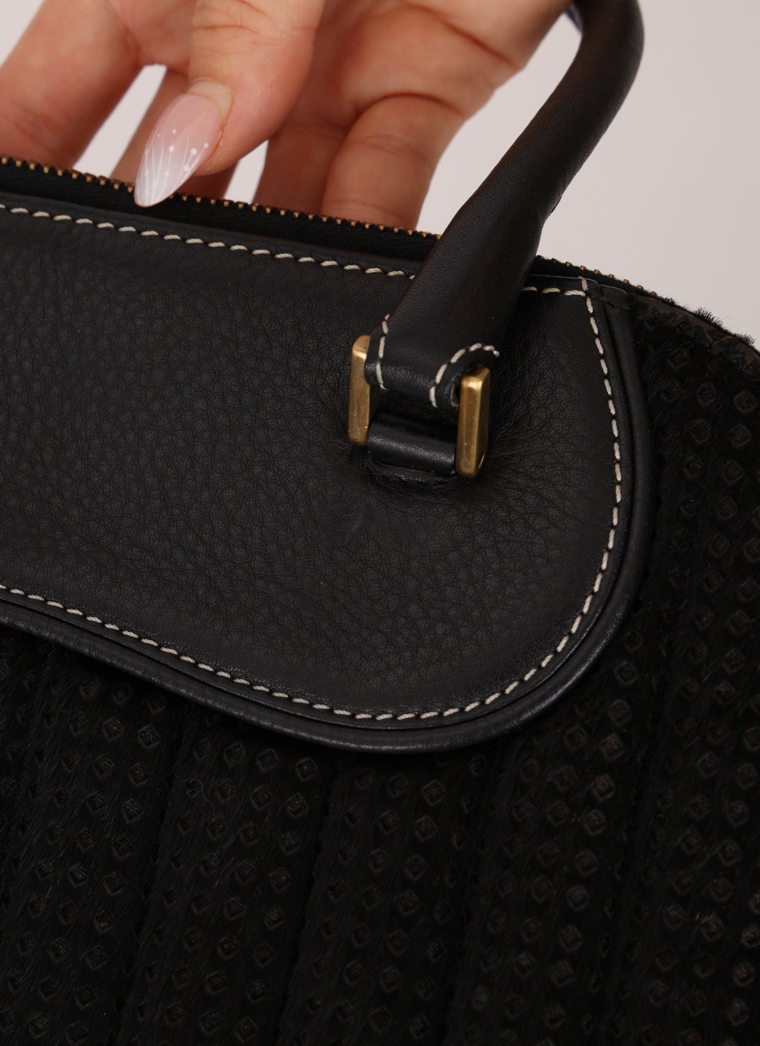 Dior 2001 License Plate Montaigne Leather and Pony Hair Bowler Bag - FashioNica