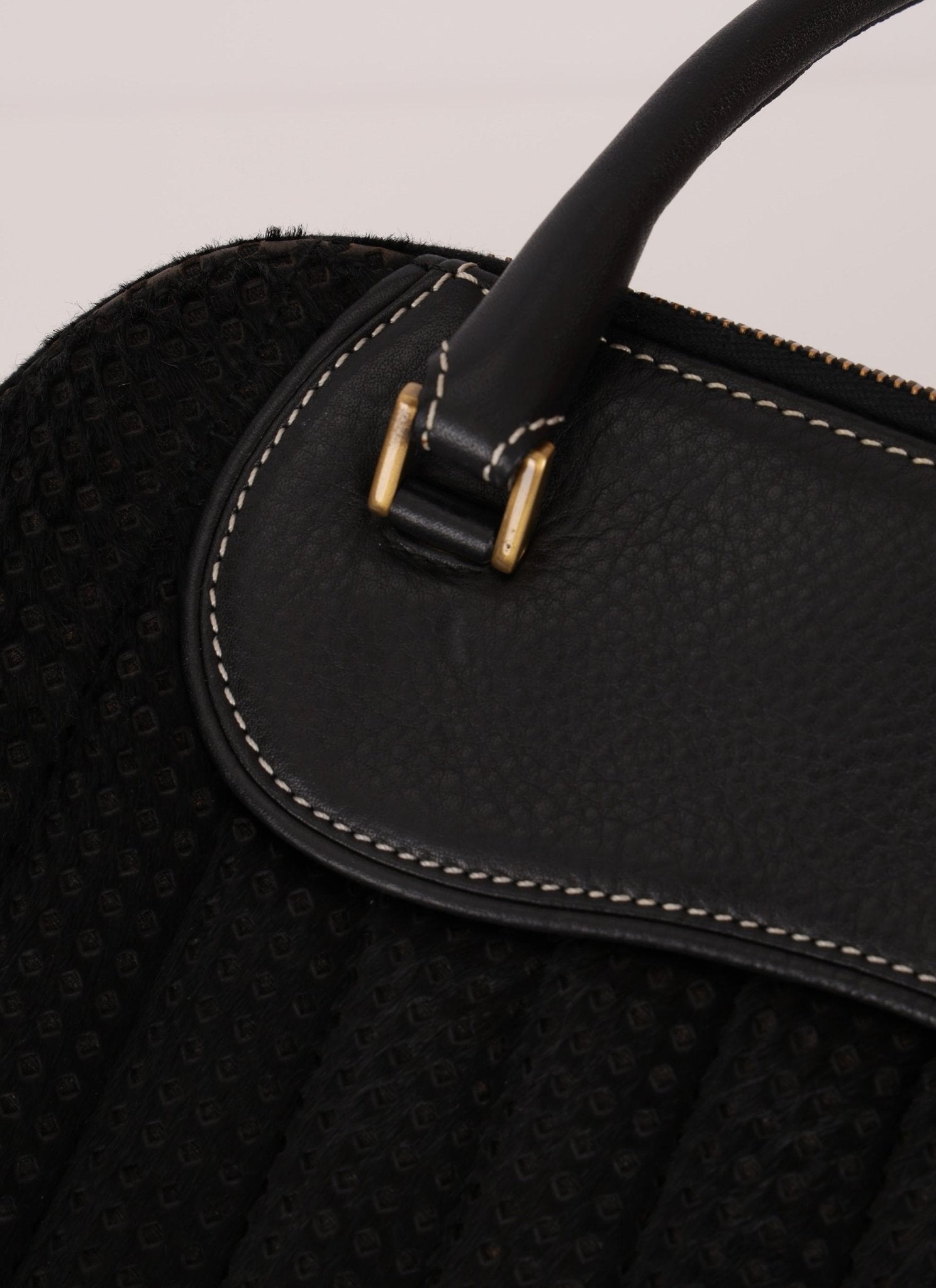 Dior 2001 License Plate Montaigne Leather and Pony Hair Bowler Bag - FashioNica