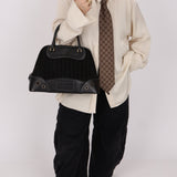 Dior 2001 License Plate Montaigne Leather and Pony Hair Bowler Bag - FashioNica