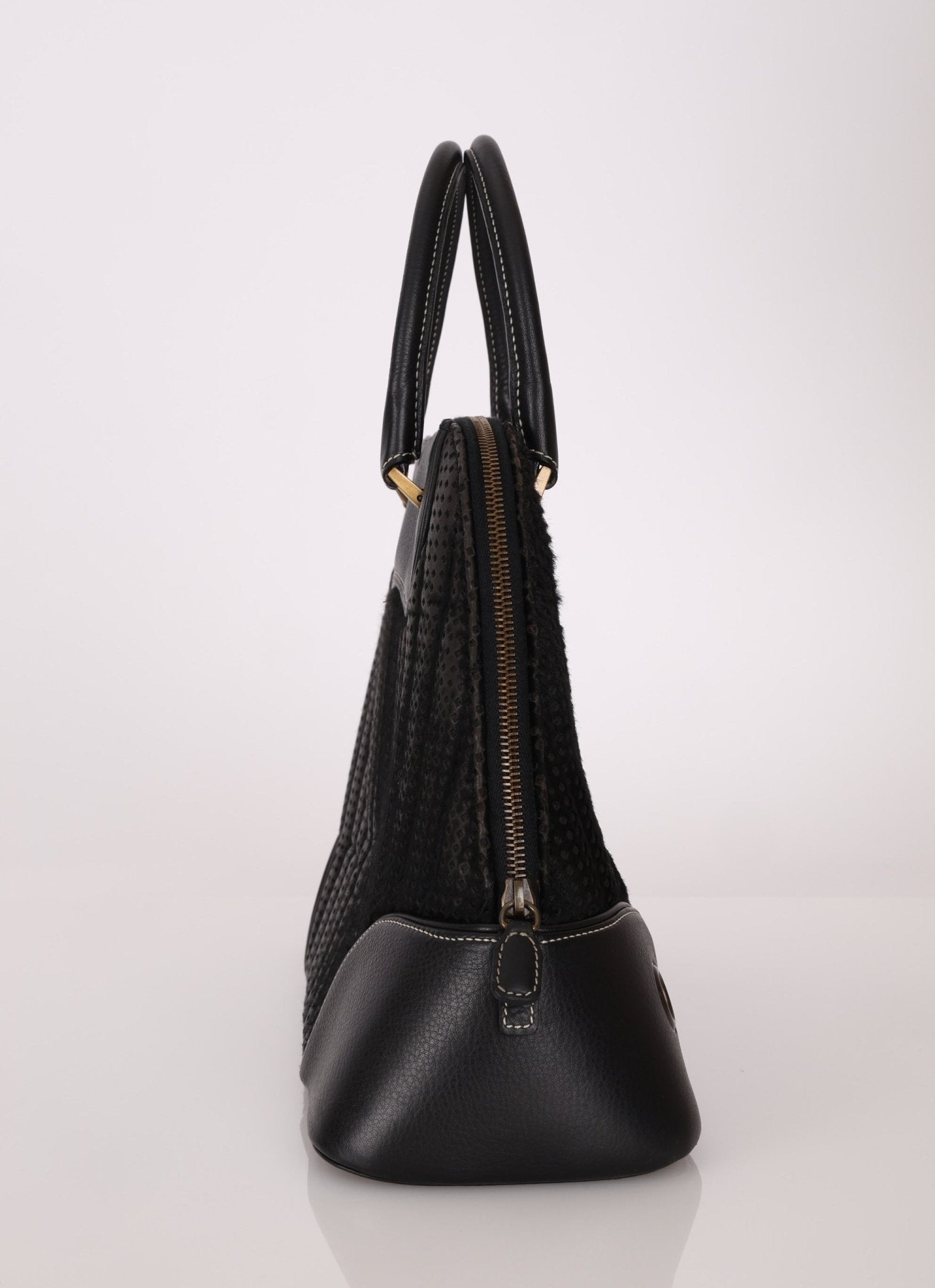 Dior 2001 License Plate Montaigne Leather and Pony Hair Bowler Bag - FashioNica