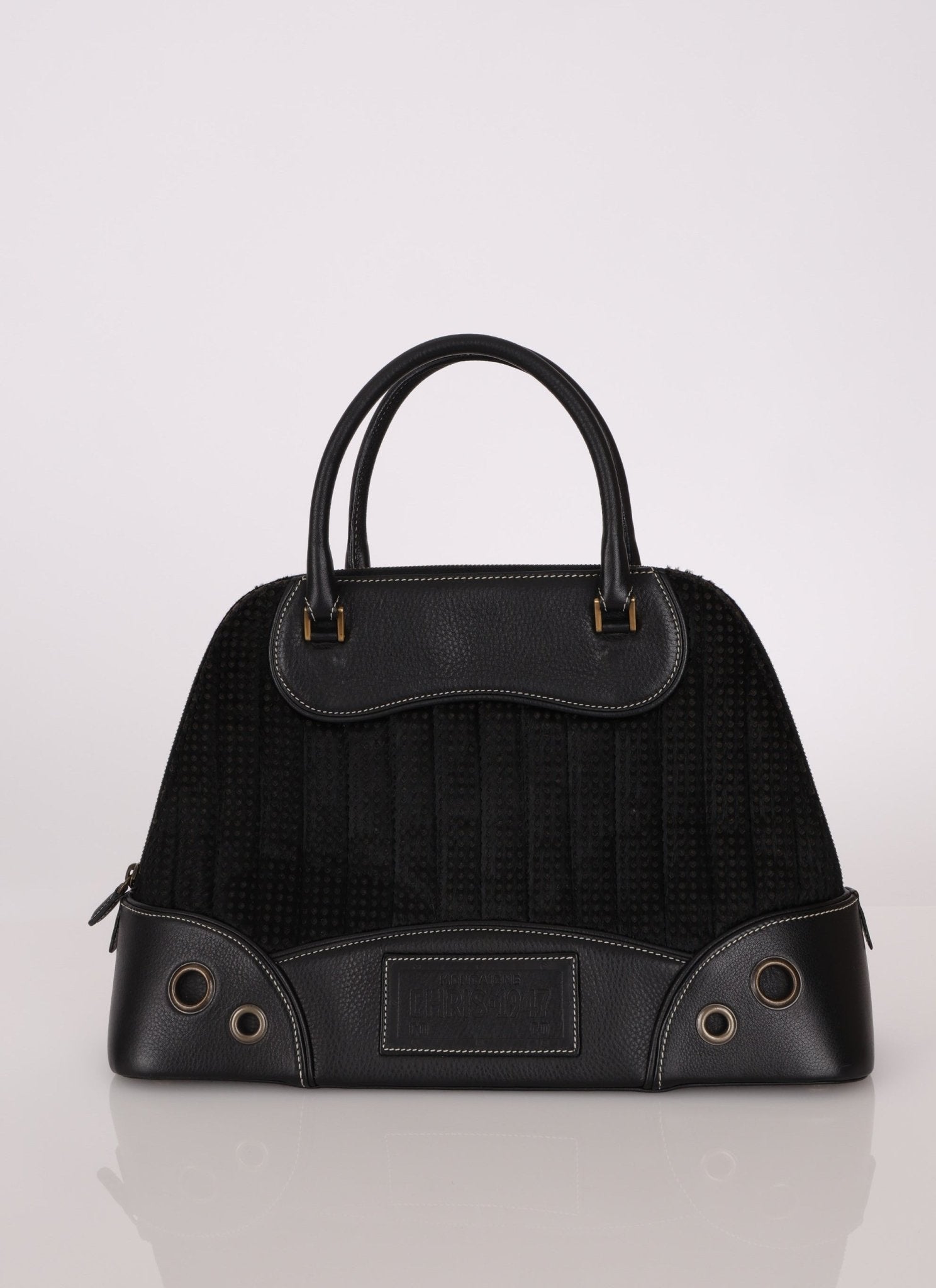 Dior 2001 License Plate Montaigne Leather and Pony Hair Bowler Bag - FashioNica