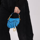 Dior 2022 Goatskin Micro Blue Saddle - FashioNica