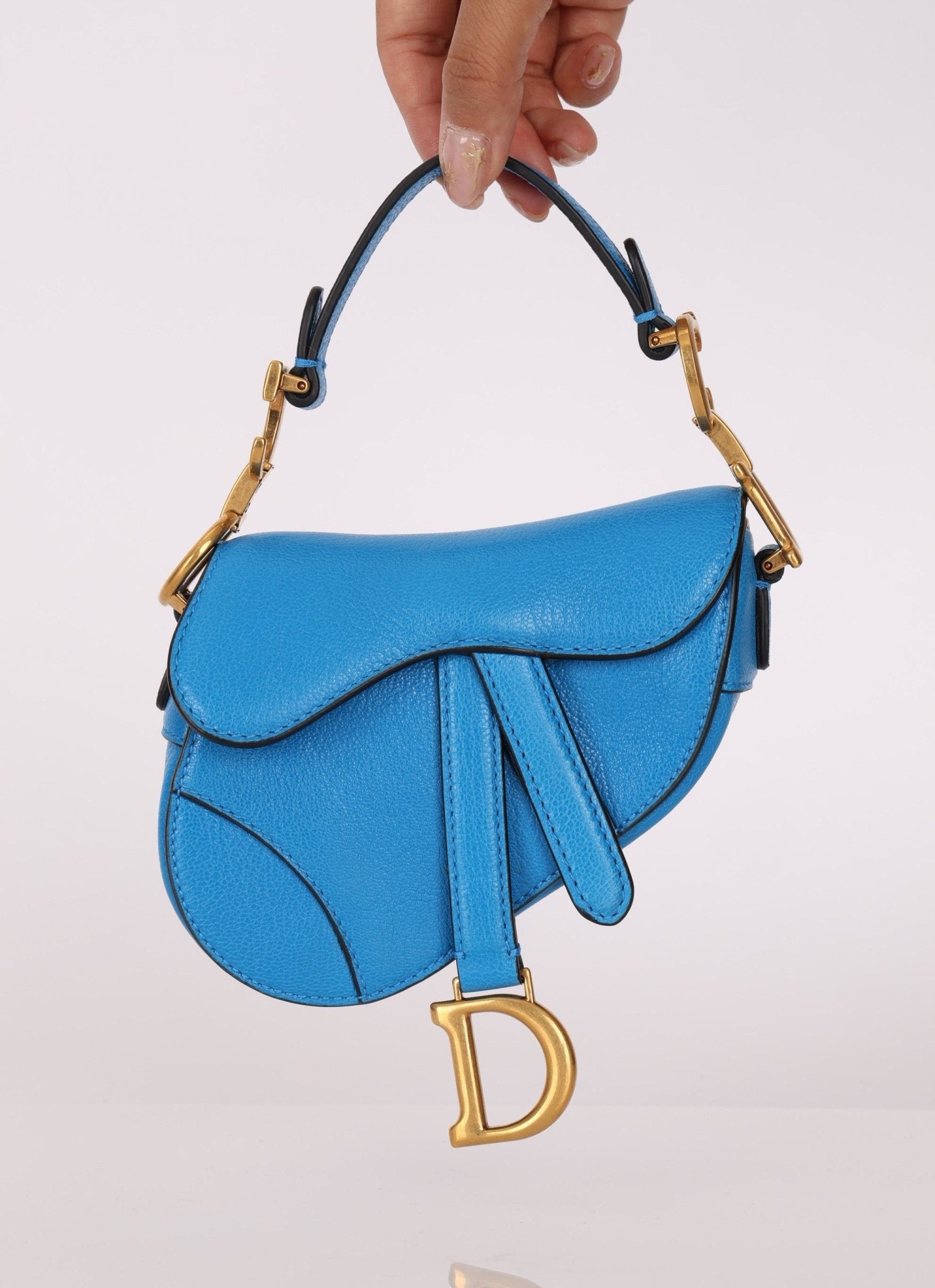 Dior 2022 Goatskin Micro Blue Saddle - FashioNica
