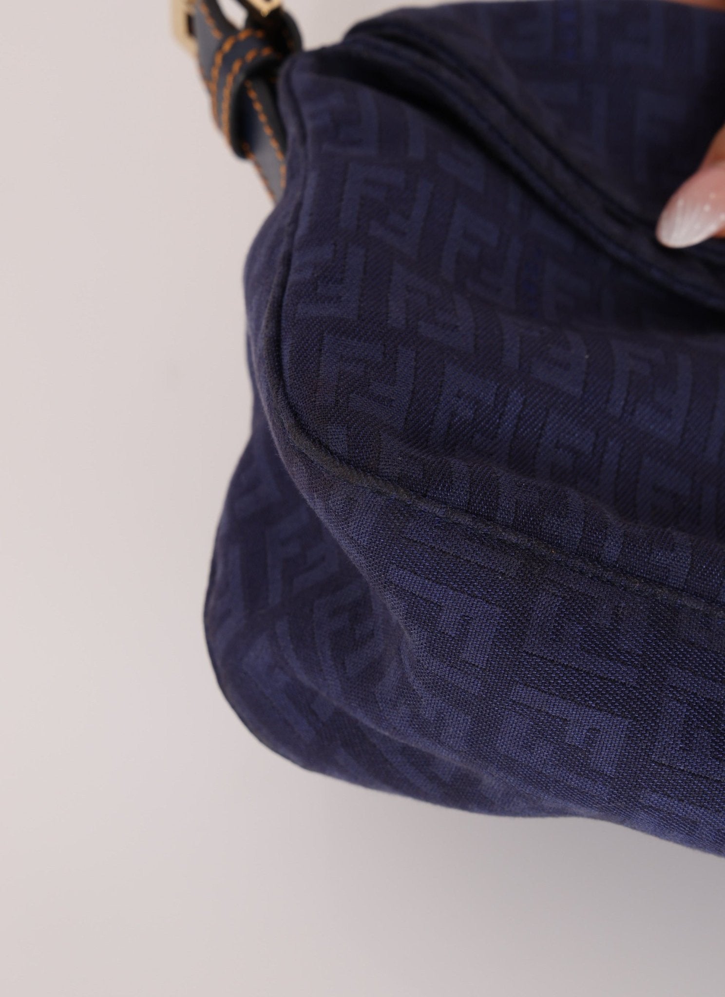 Fendi Blue Zucchino Baguette Shoulder Bag - FashioNica