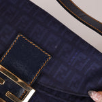 Fendi Blue Zucchino Baguette Shoulder Bag - FashioNica