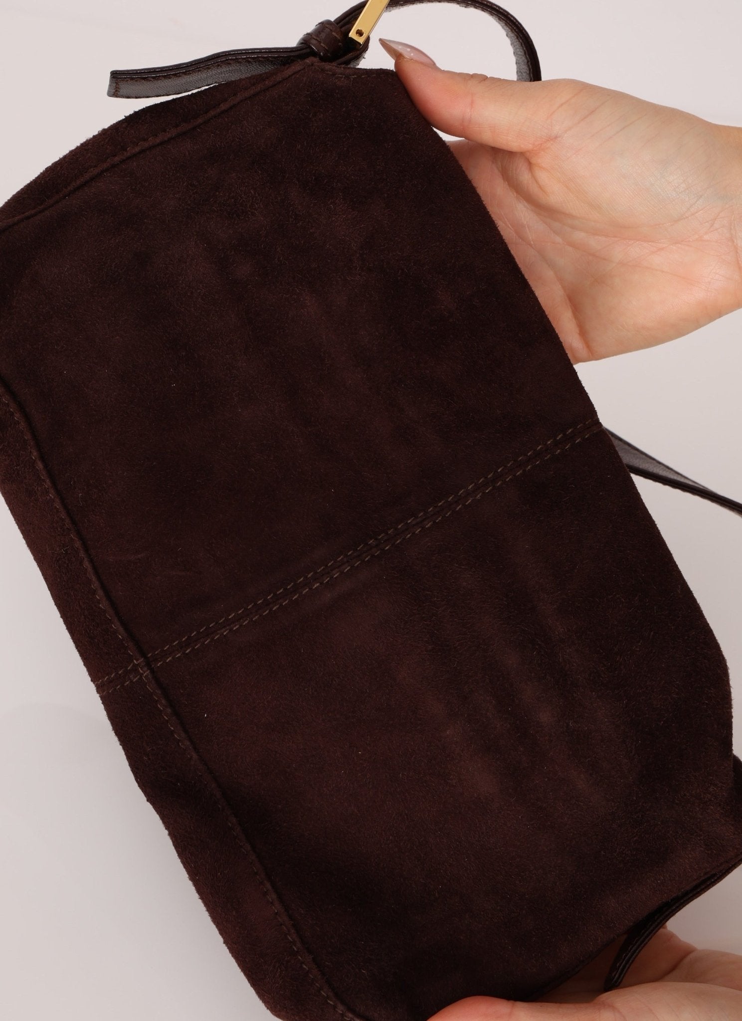 Fendi Chocolate Suede Baguette - FashioNica