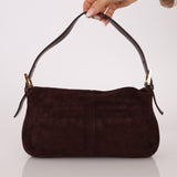 Fendi Chocolate Suede Baguette - FashioNica