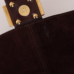 Fendi Chocolate Suede Baguette - FashioNica