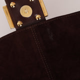 Fendi Chocolate Suede Baguette - FashioNica