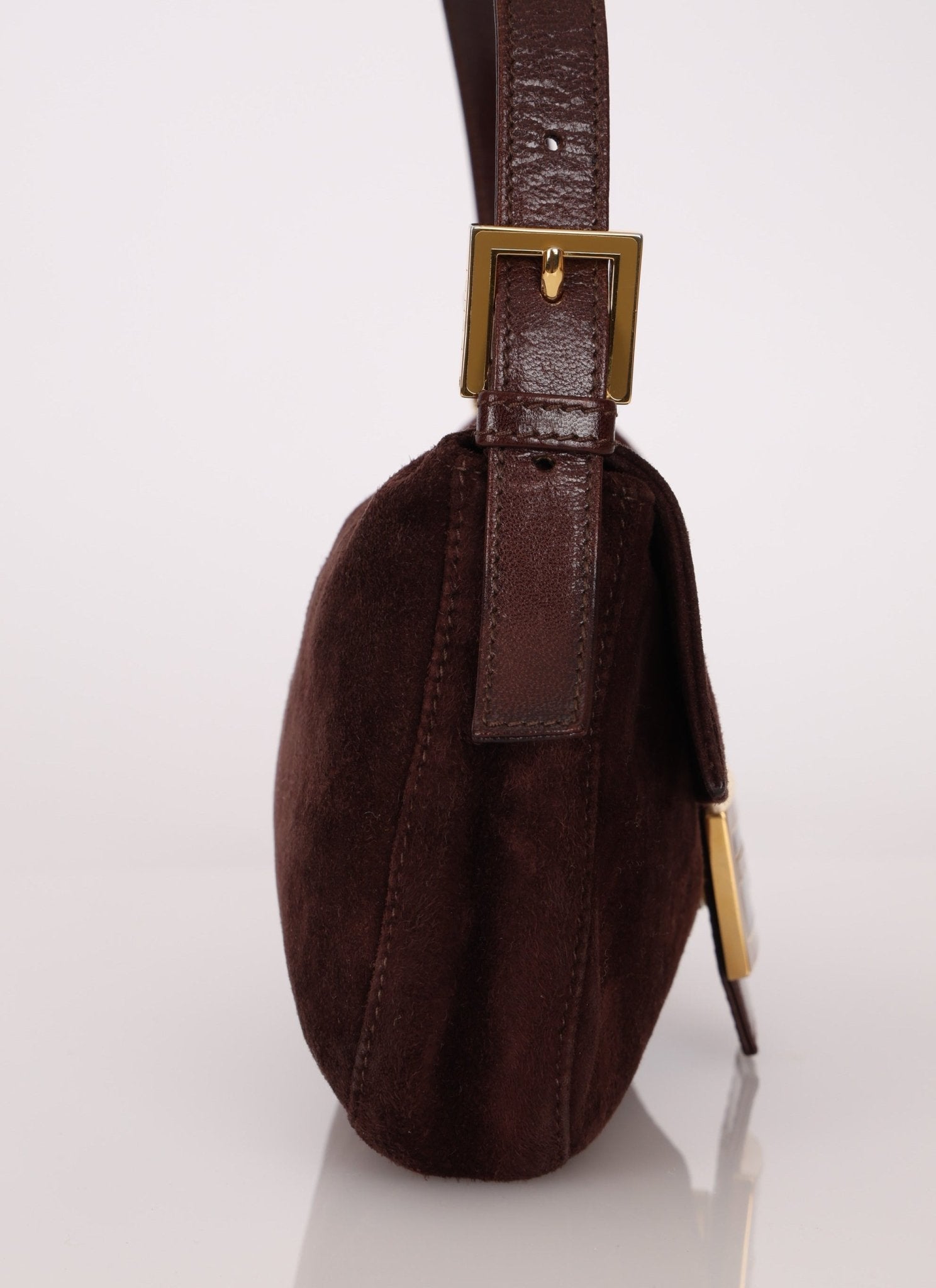 Fendi Chocolate Suede Baguette - FashioNica