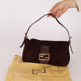 Fendi Chocolate Suede Baguette - FashioNica