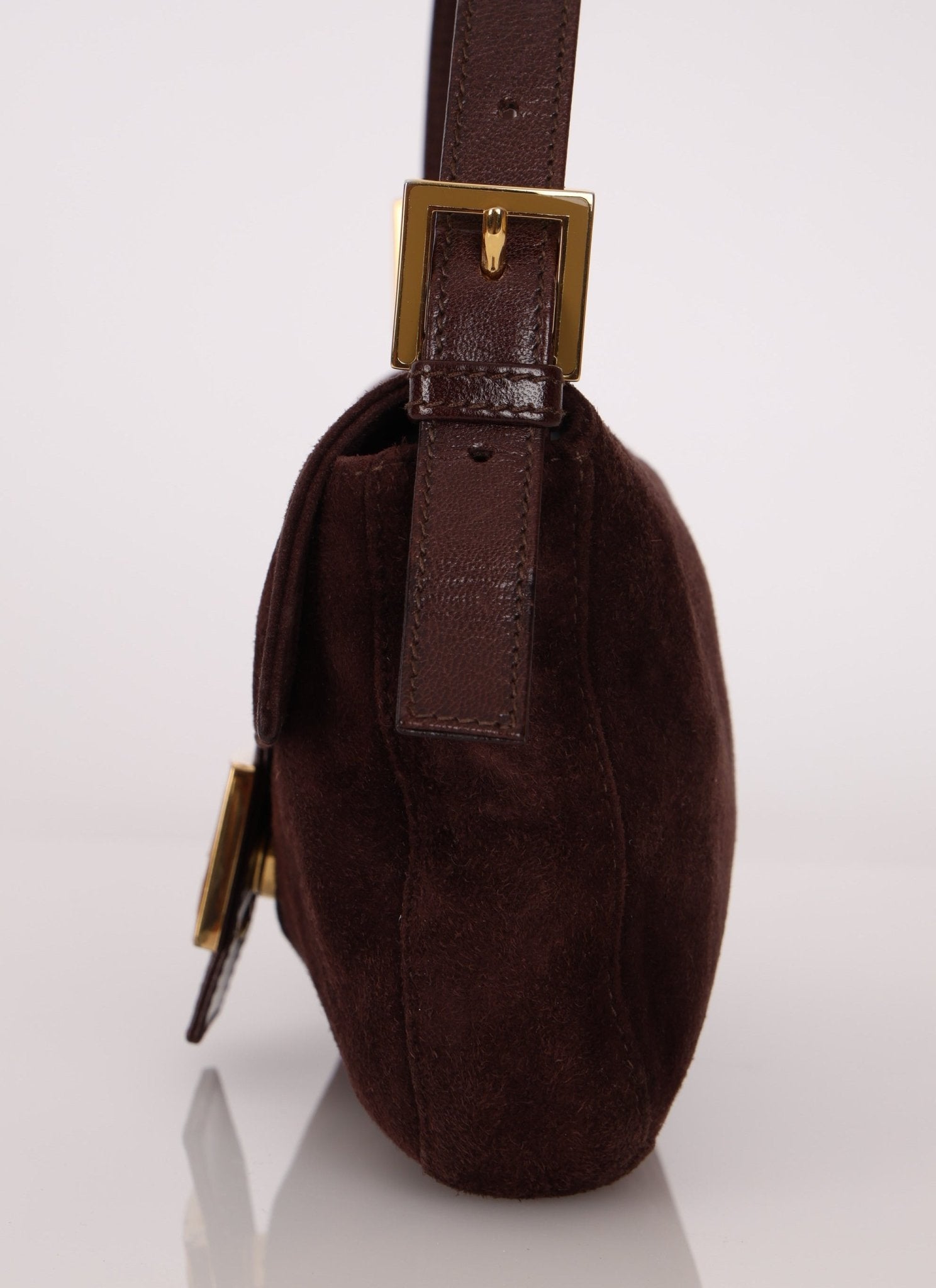 Fendi Chocolate Suede Baguette - FashioNica