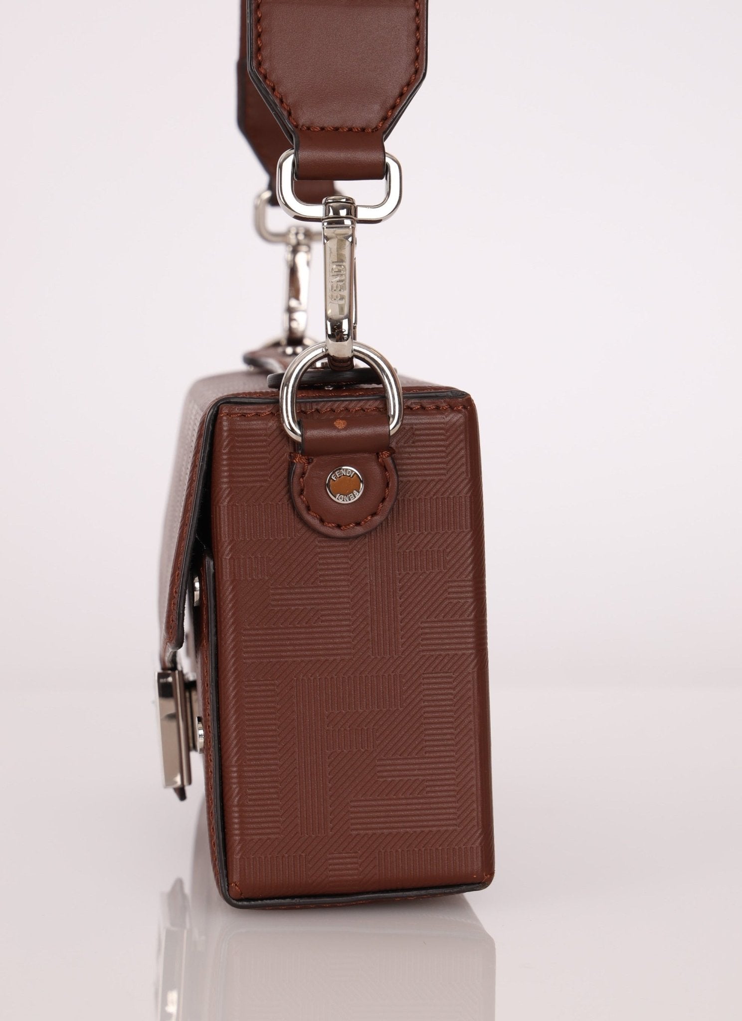 Fendi Chocolate Zucca Soft Trunk Baguette with Strap - FashioNica