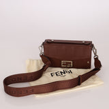 Fendi Chocolate Zucca Soft Trunk Baguette with Strap - FashioNica