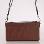 Fendi Chocolate Zucca Soft Trunk Baguette with Strap - FashioNica