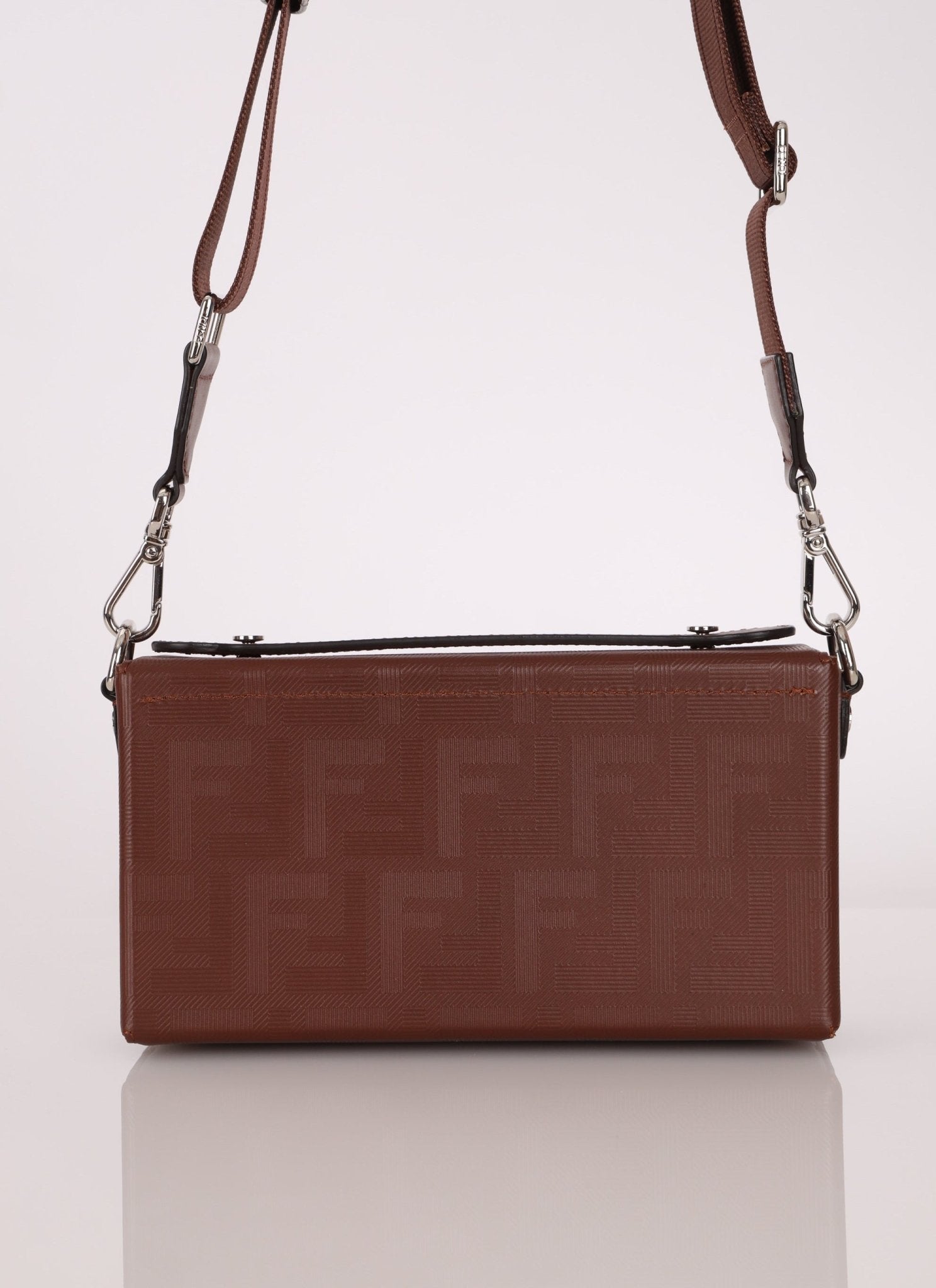 Fendi Chocolate Zucca Soft Trunk Baguette with Strap - FashioNica