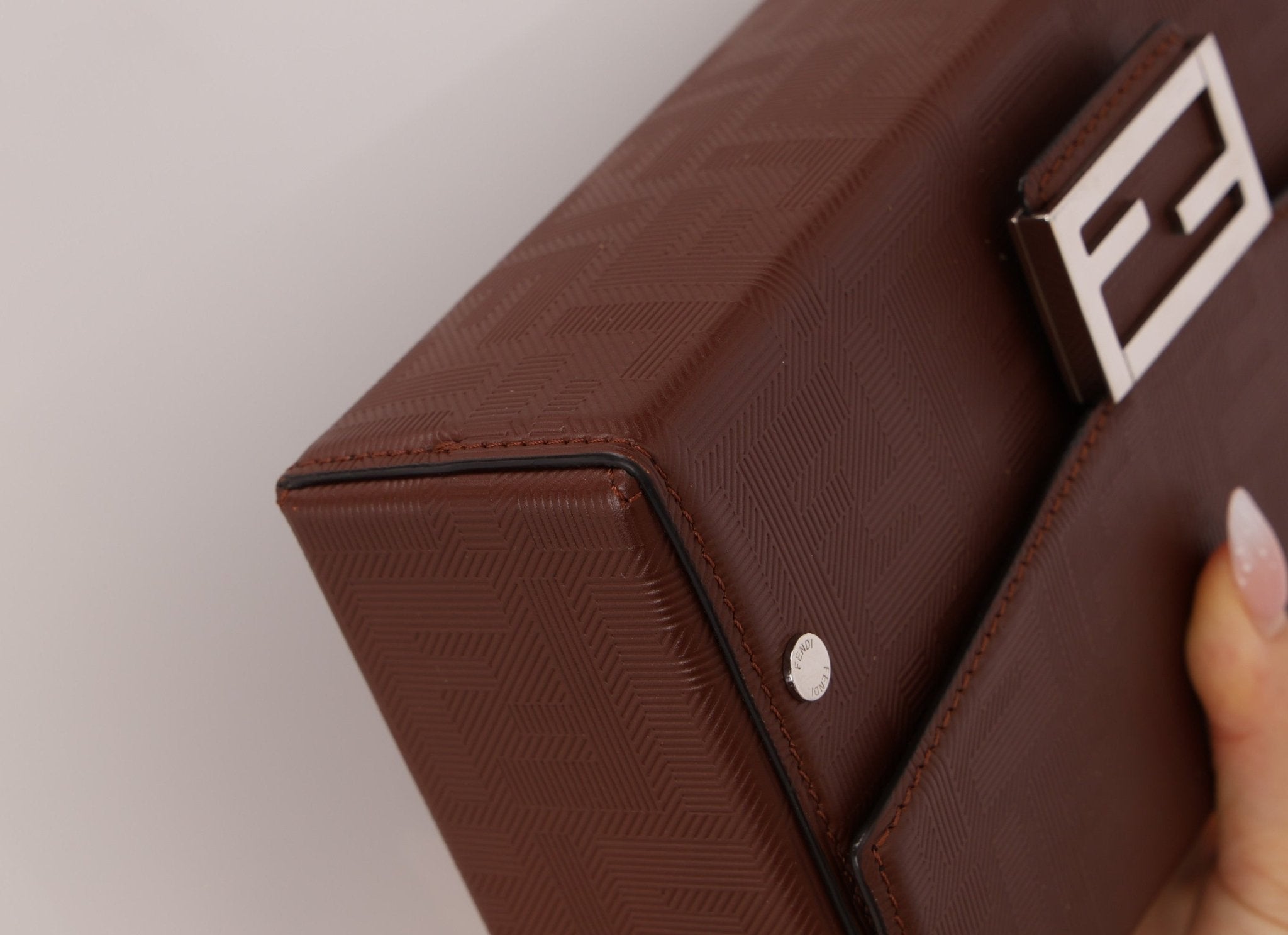 Fendi Chocolate Zucca Soft Trunk Baguette with Strap - FashioNica