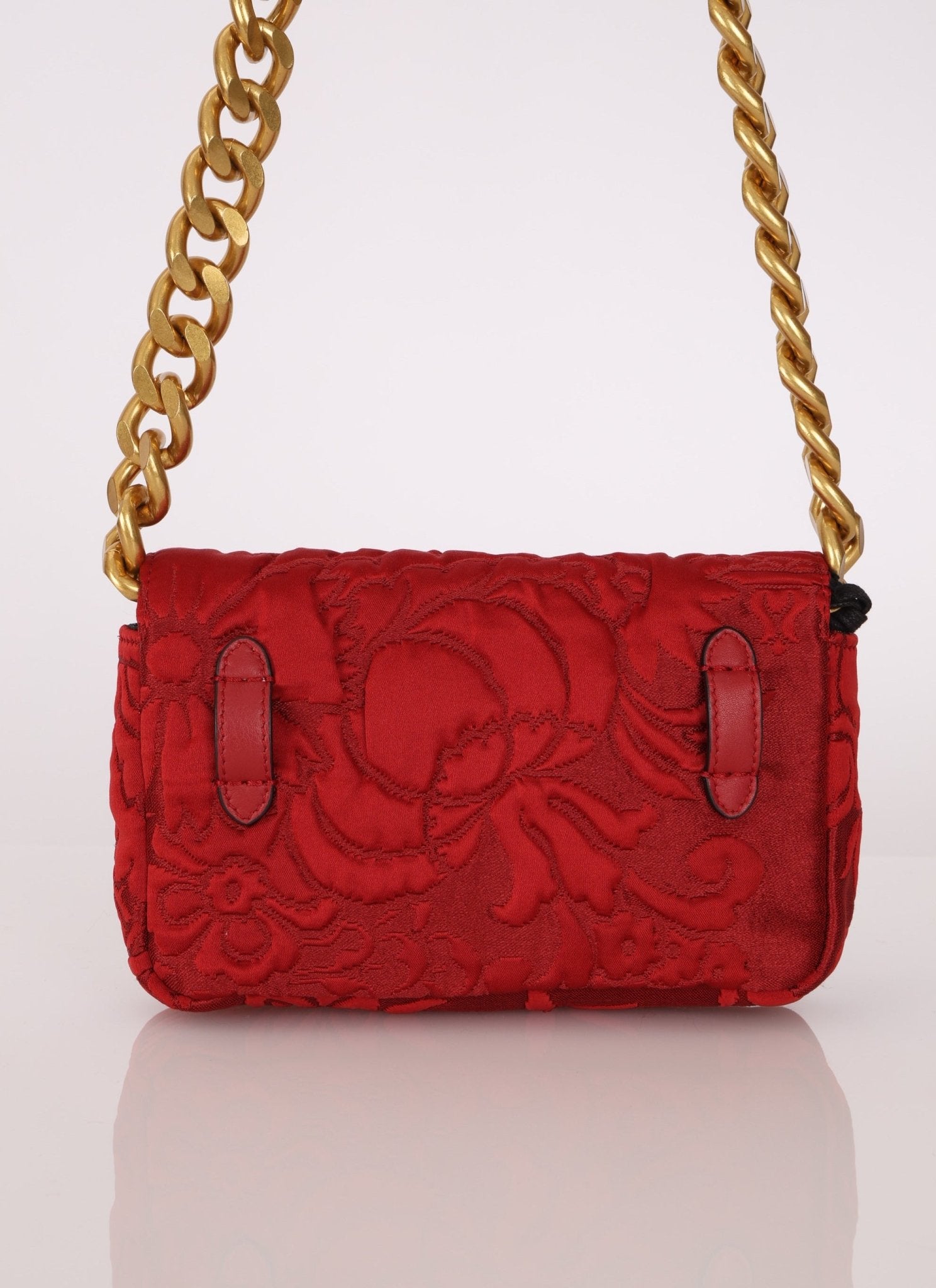 Fendi Floral Embroidered Red Baguette Waist Bag - FashioNica
