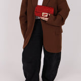 Fendi Floral Embroidered Red Baguette Waist Bag - FashioNica