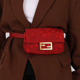 Fendi Floral Embroidered Red Baguette Waist Bag - FashioNica