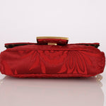 Fendi Floral Embroidered Red Baguette Waist Bag - FashioNica