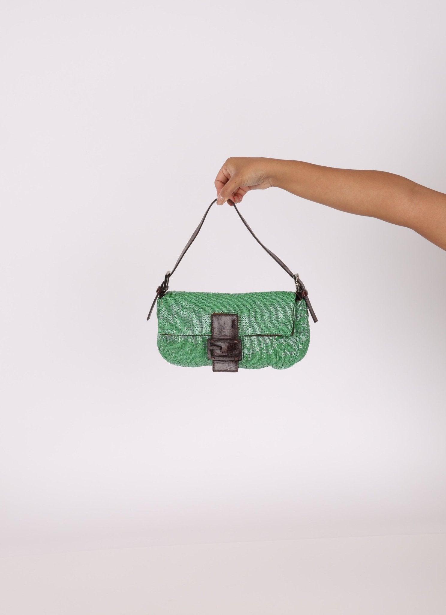 Fendi Green Beaded Baguette - FashioNica