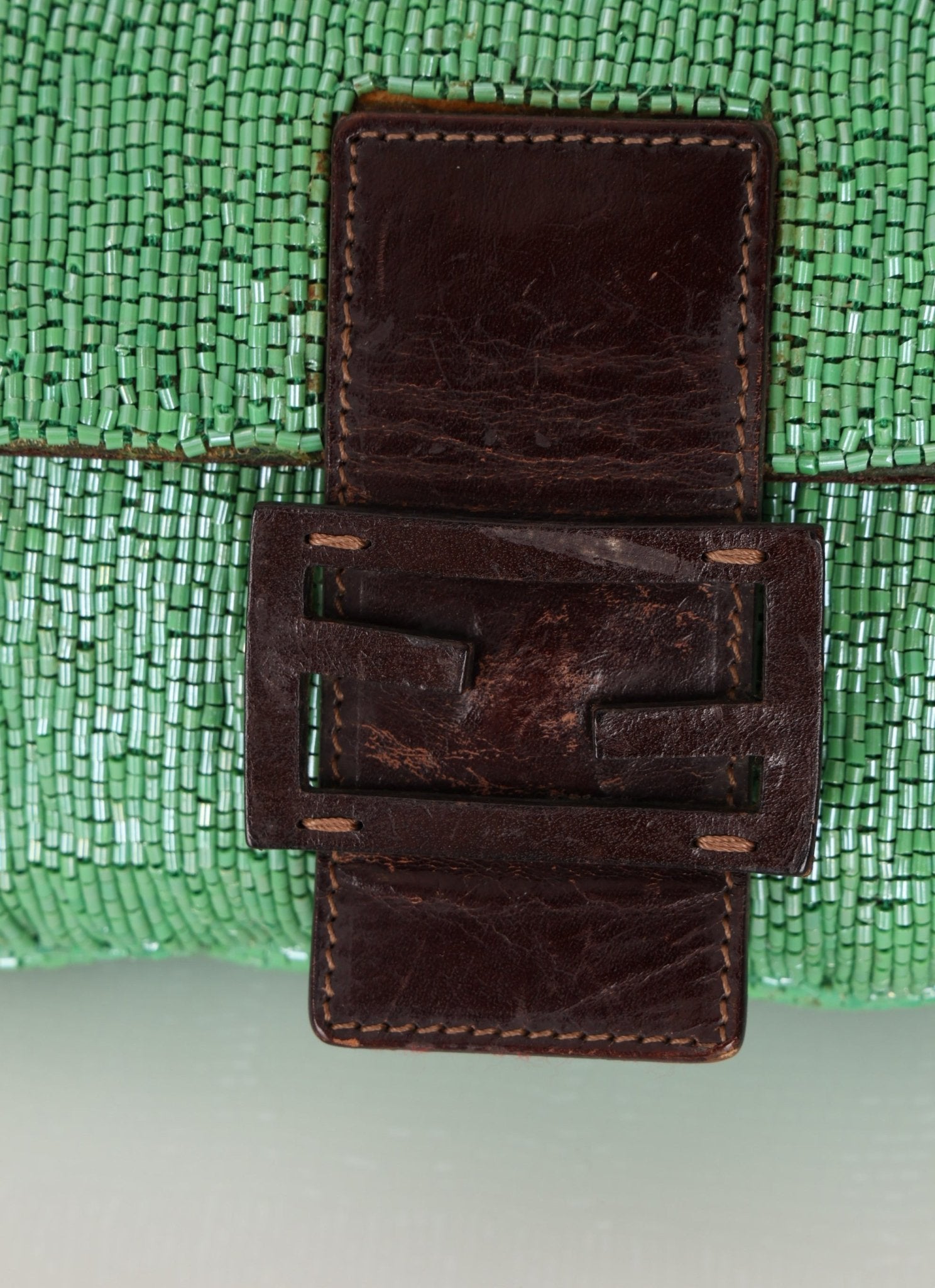 Fendi Green Beaded Baguette - FashioNica