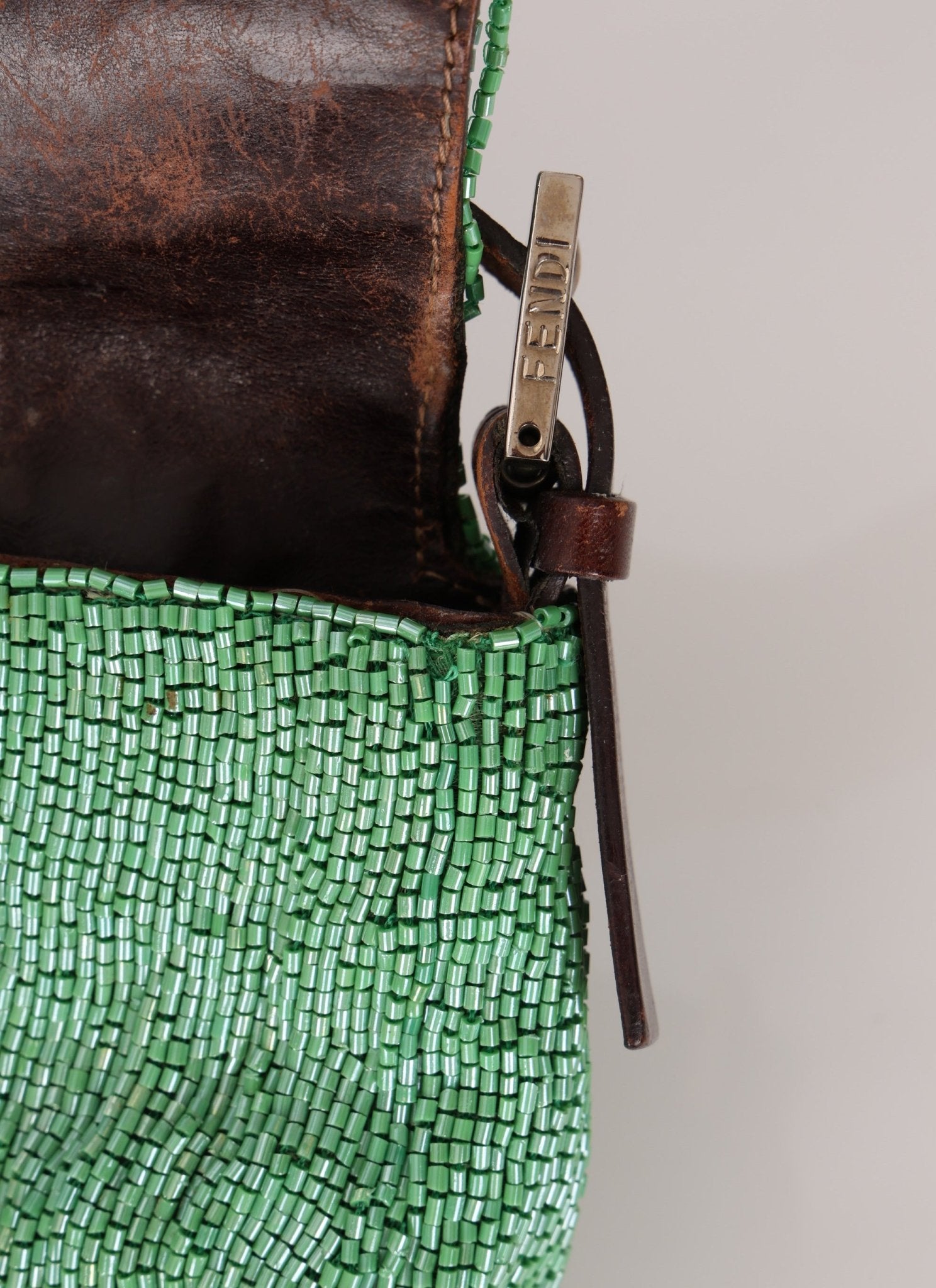 Fendi Green Beaded Baguette - FashioNica
