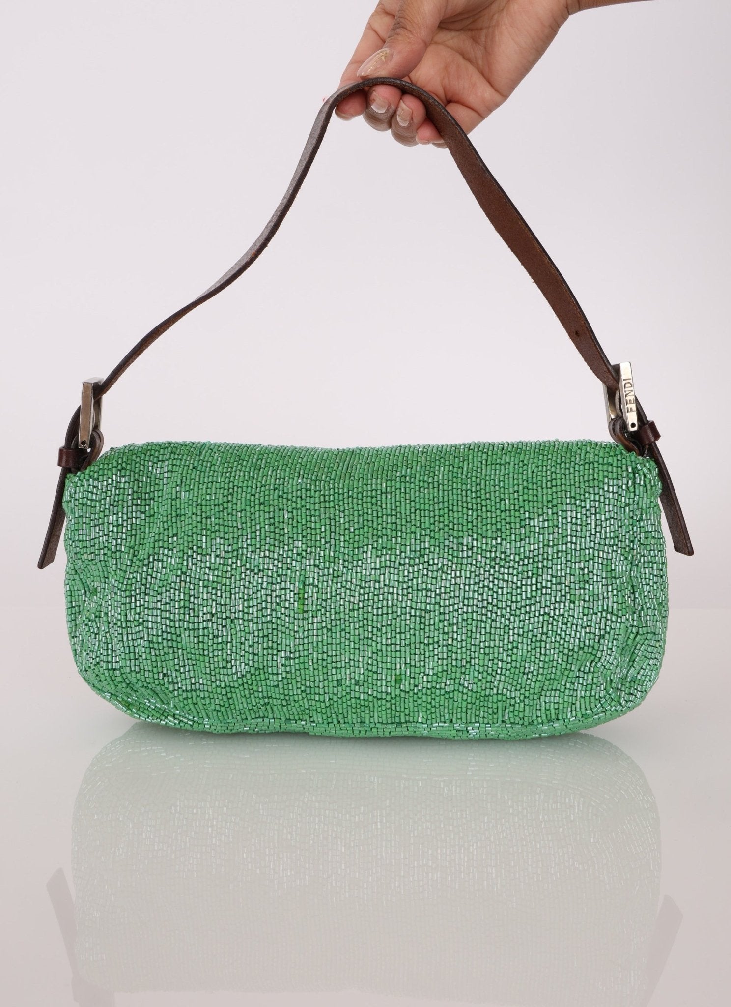 Fendi Green Beaded Baguette - FashioNica