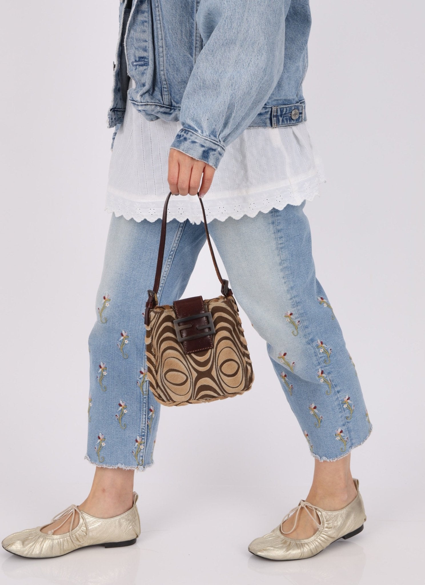 Fendi Ponyhair Mini Baguette Shoulder Bag - FashioNica