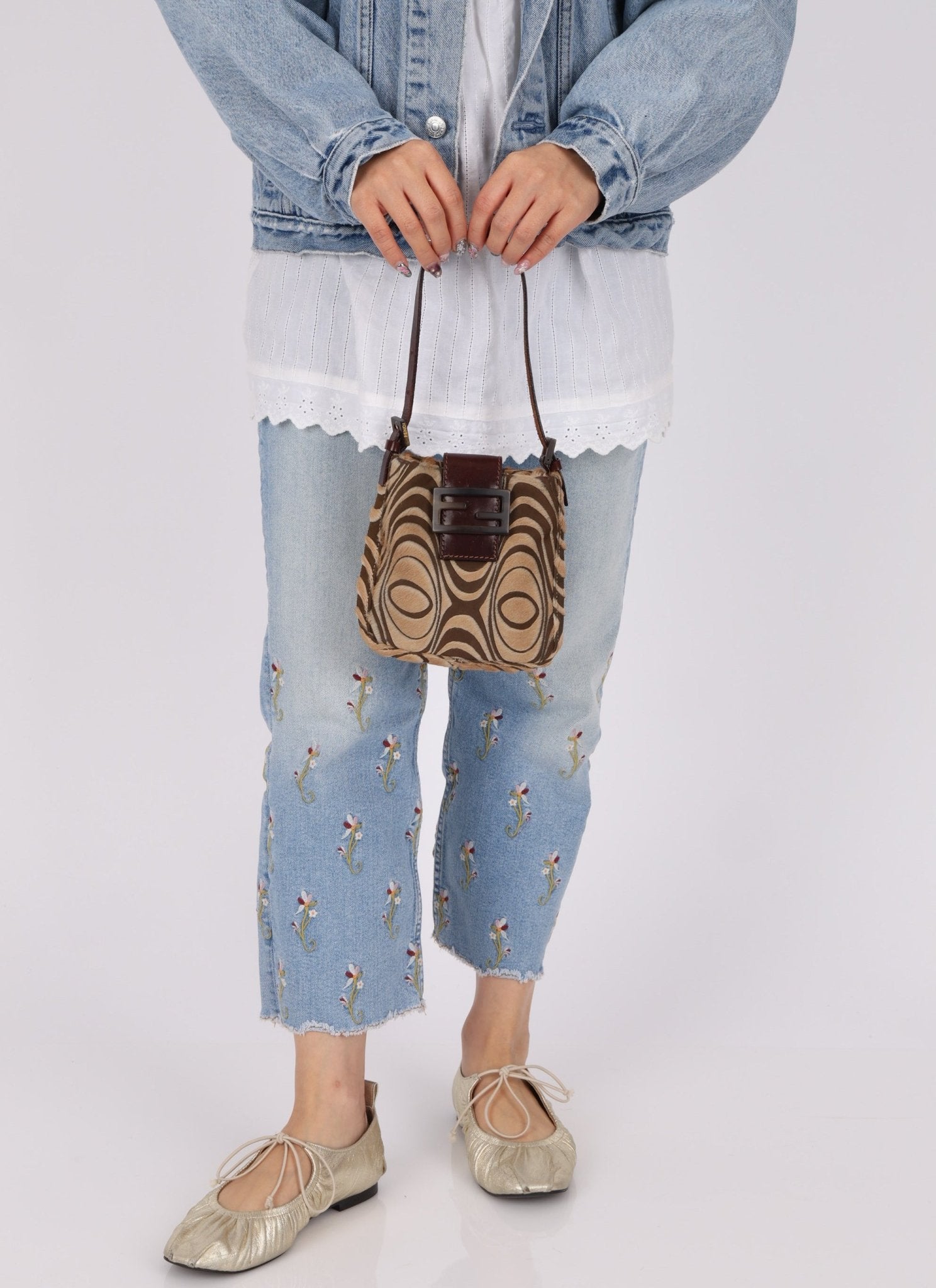 Fendi Ponyhair Mini Baguette Shoulder Bag - FashioNica