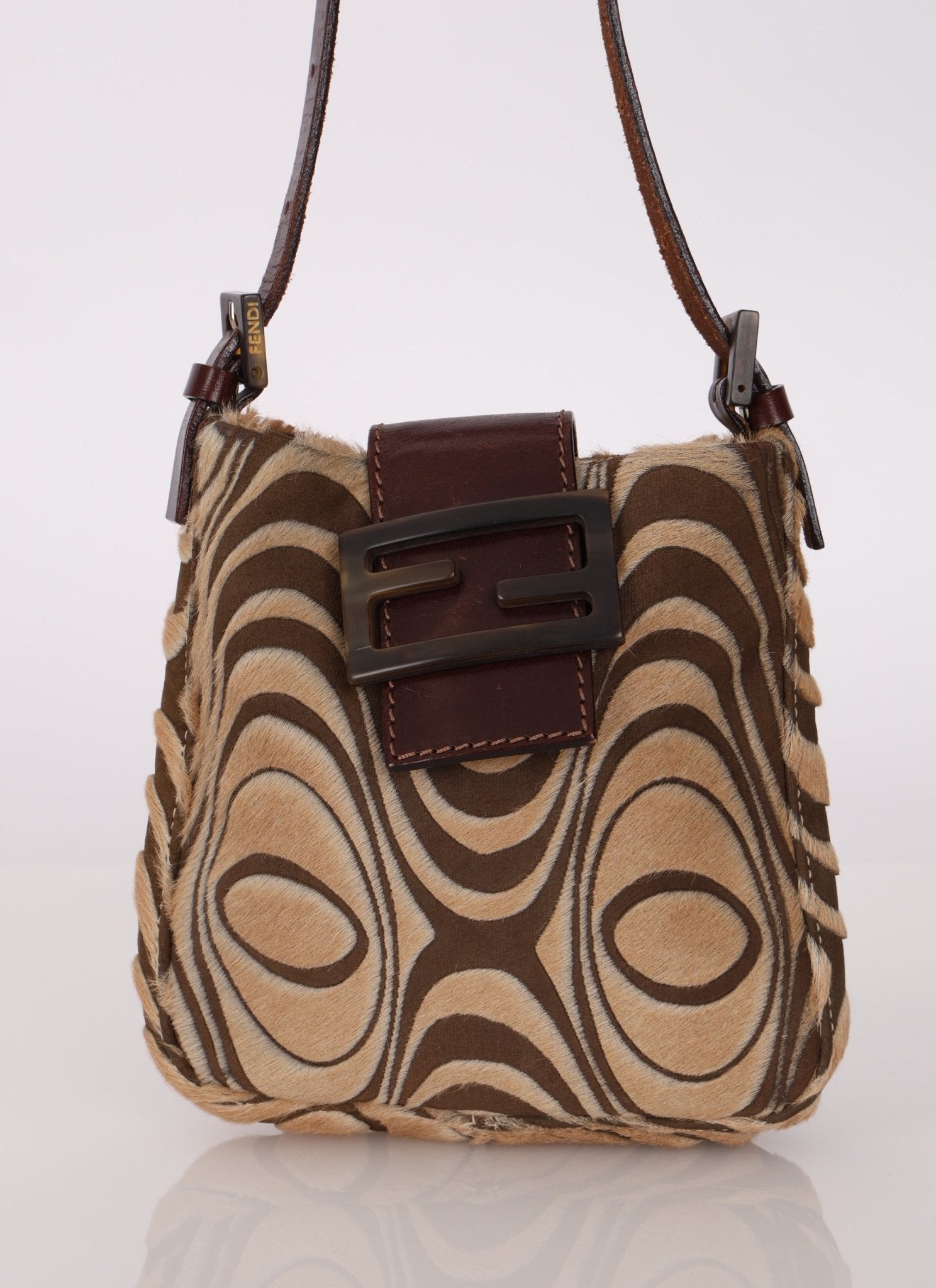 Fendi Ponyhair Mini Baguette Shoulder Bag - FashioNica