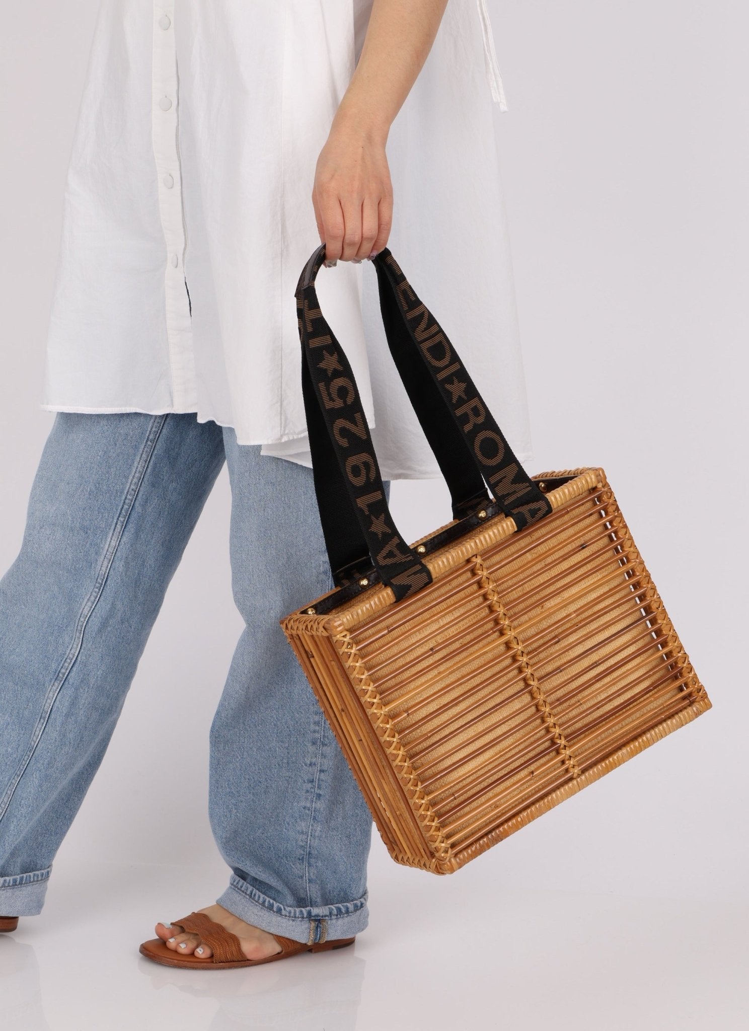 Fendi Rattan and Bamboo Small Tote - FashioNica