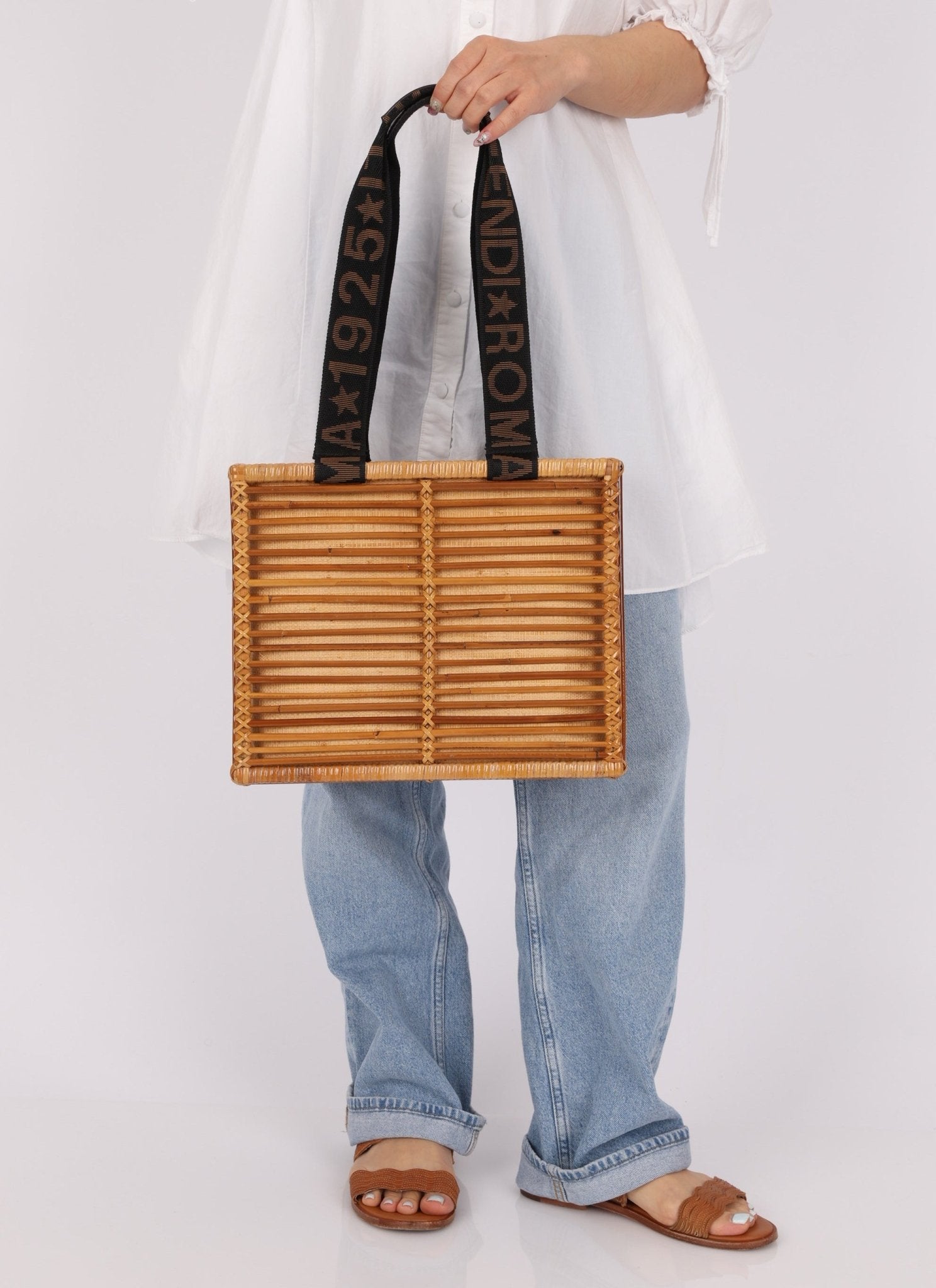Fendi Rattan and Bamboo Small Tote - FashioNica
