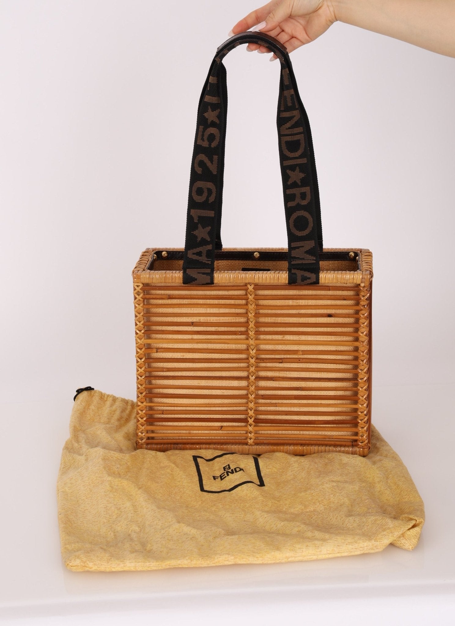 Fendi Rattan and Bamboo Small Tote - FashioNica