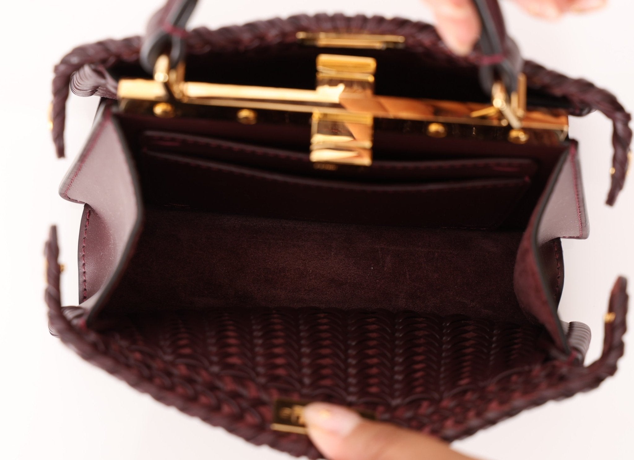 Fendi Woven Leather Petite Peekaboo ISeeU w Strap - FashioNica